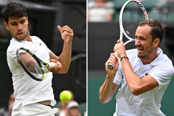 Semifinais de Wimbledon: Alcaraz vs. Medvedev; Djokovic vs. Musetti. Os horários e onde assistir 