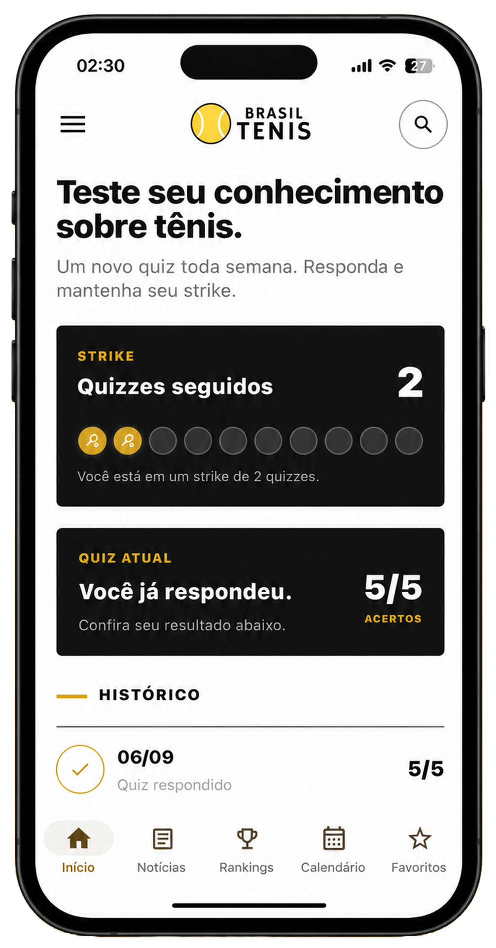 Quiz de tênis do Brasil Tênis